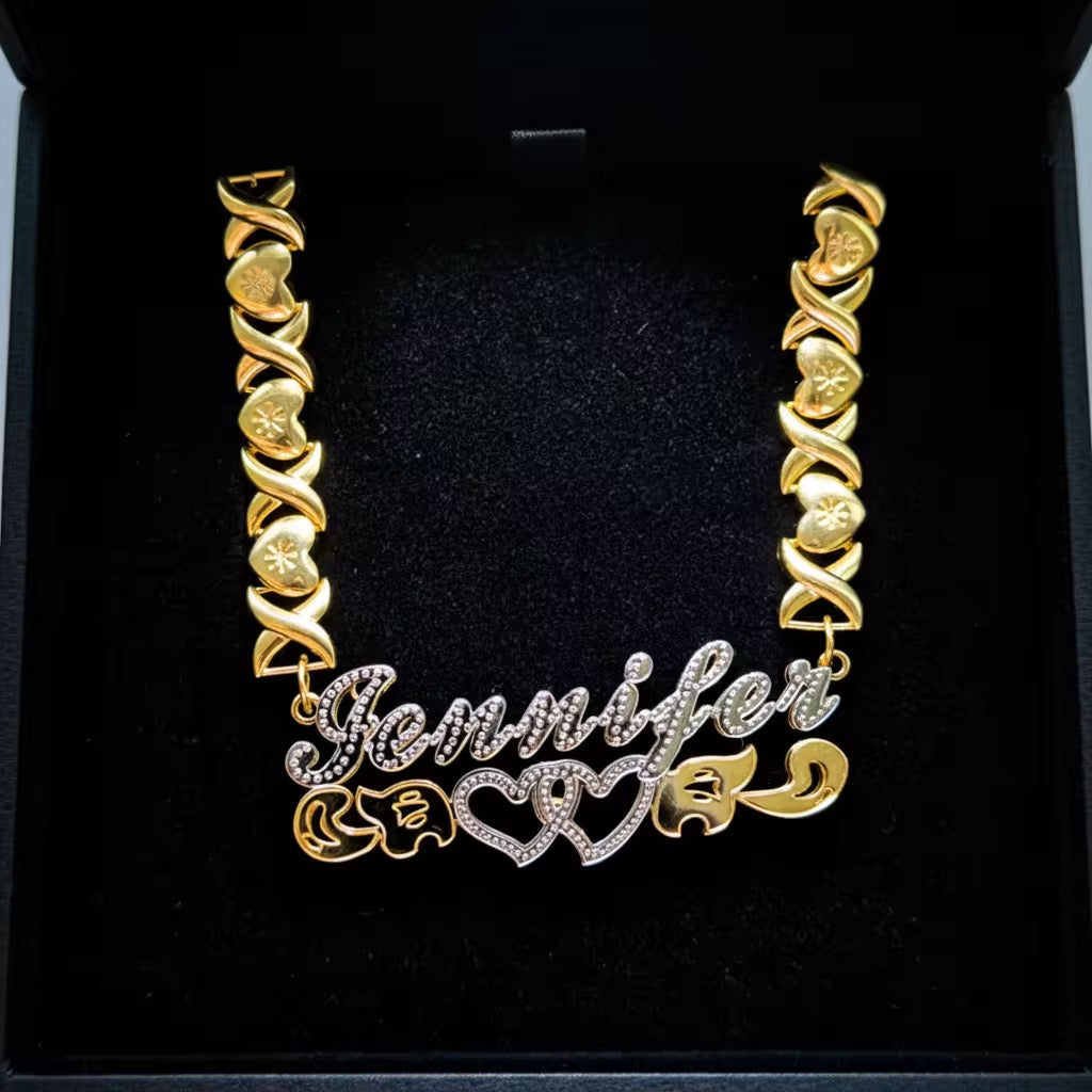 Double Heart Nameplate