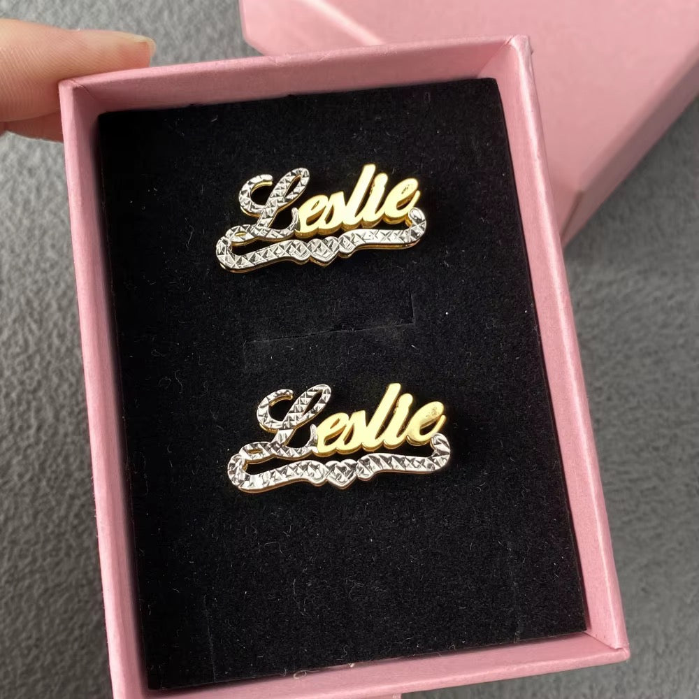 Double Plated Name Studs